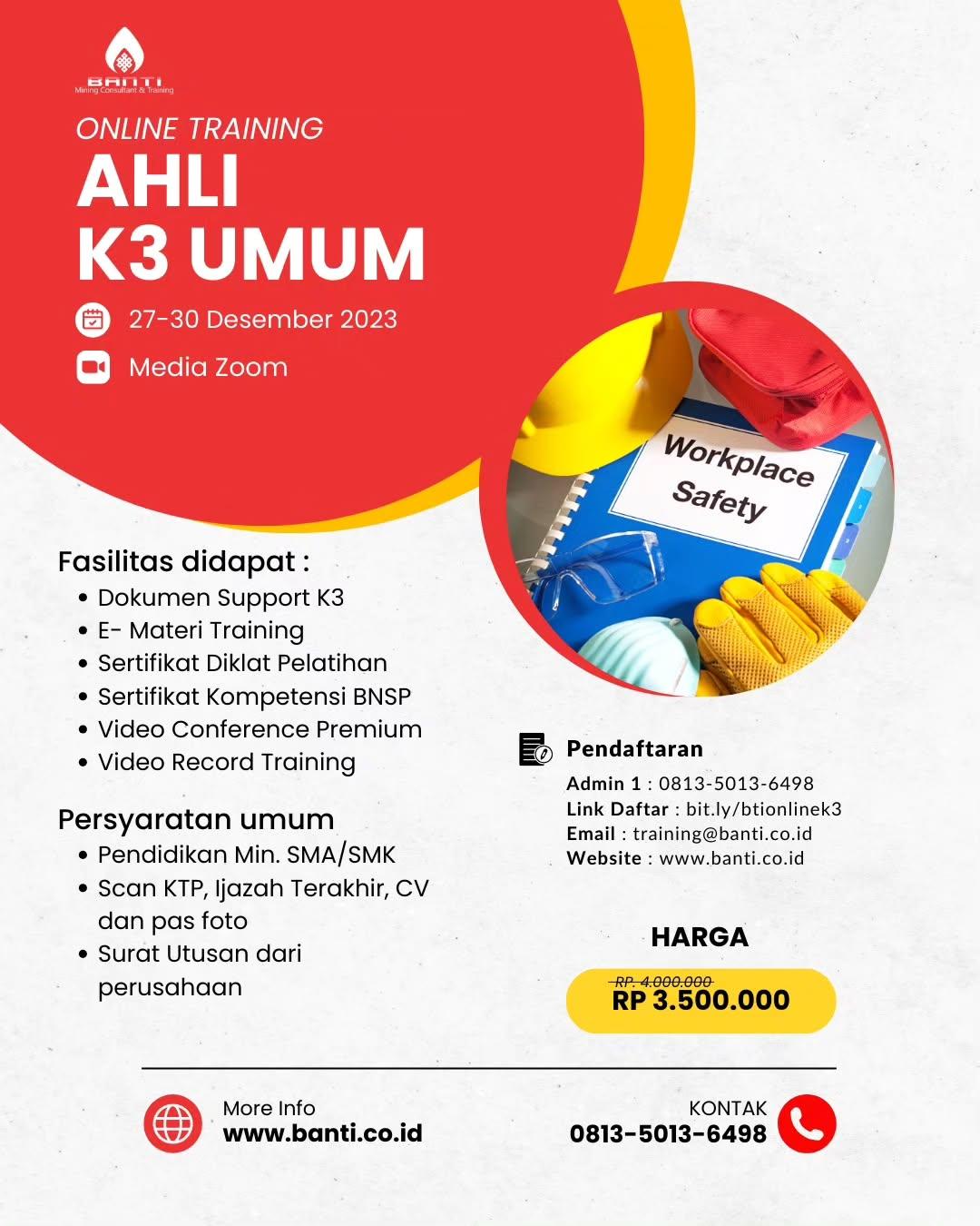 Hai Miners. Bagi kalian yang ingin berkarir di dunia K3 dan ingin mengembangkan potensi K3