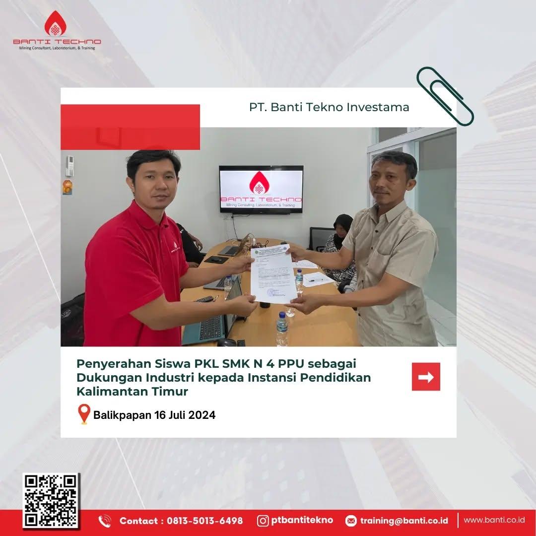 *Penyerahan Siswa PKL SMK N 4 PPU sebagai Dukungan Industri kepada Instansi Pendidikan Kalimantan Timur*