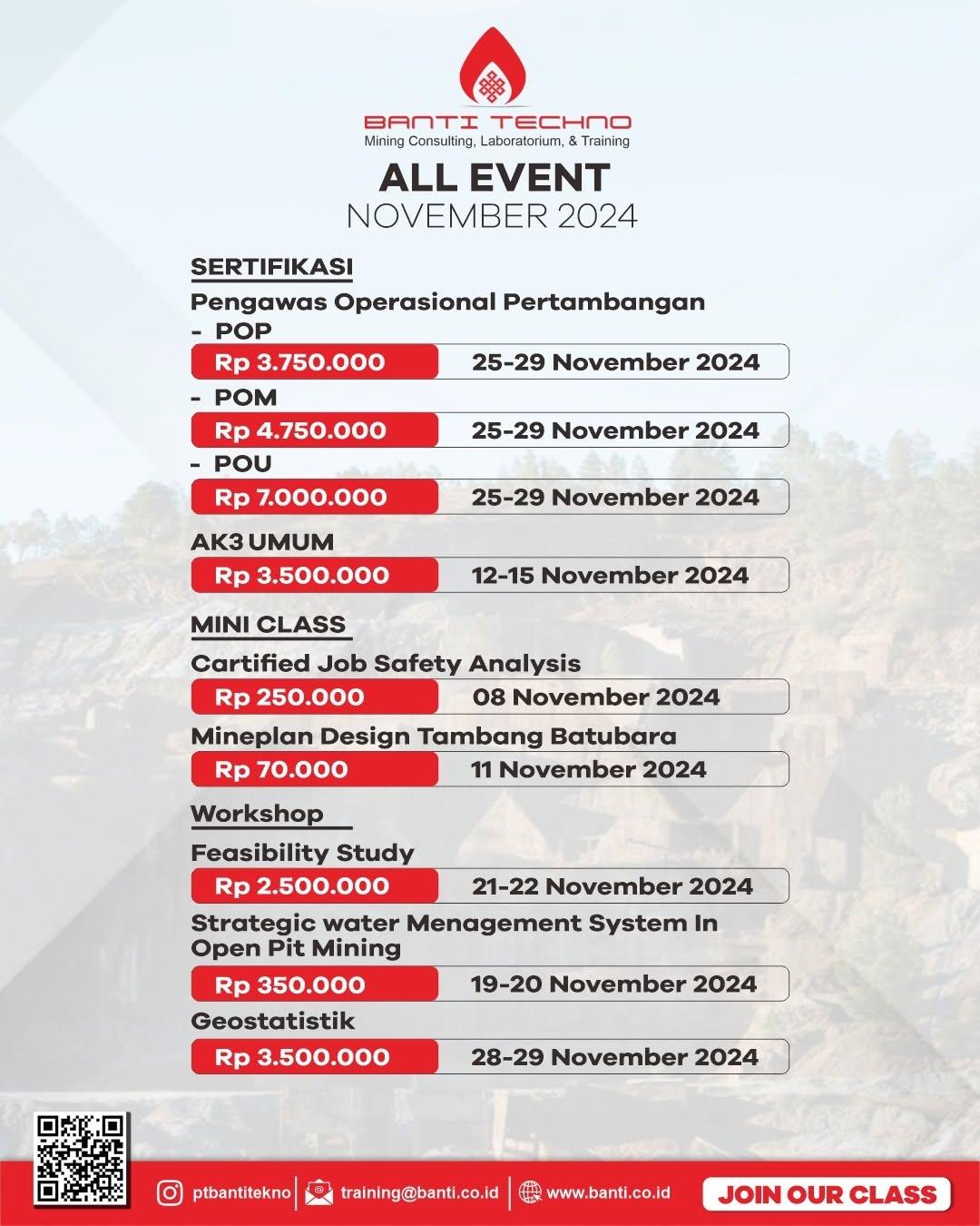 📌 Jadwal All event November 2024 Pt. Banti Tekno Investama