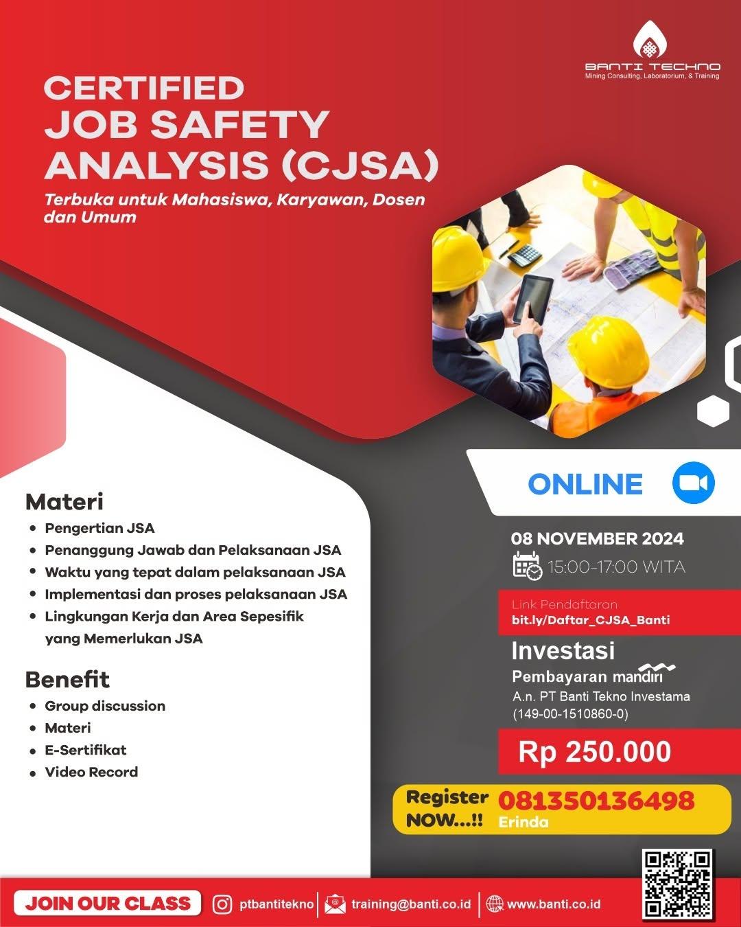 Dengan menerapkan Job Safety Analysis, akan memudahkan kita untuk mengidentifikasi bahaya di setiap langkah kerja dan menentukan tindakan pengendalian untuk mencegah insiden.